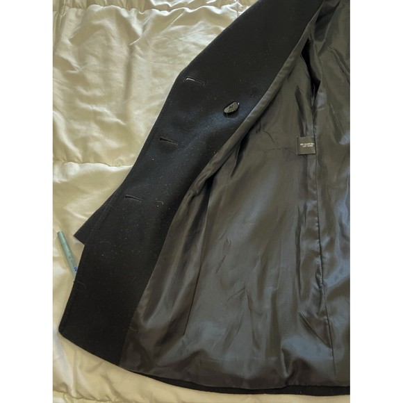 Womens London Fog Double-Breasted Lined Black Wool Blend Pea Coat Size S - Picture 9 of 14